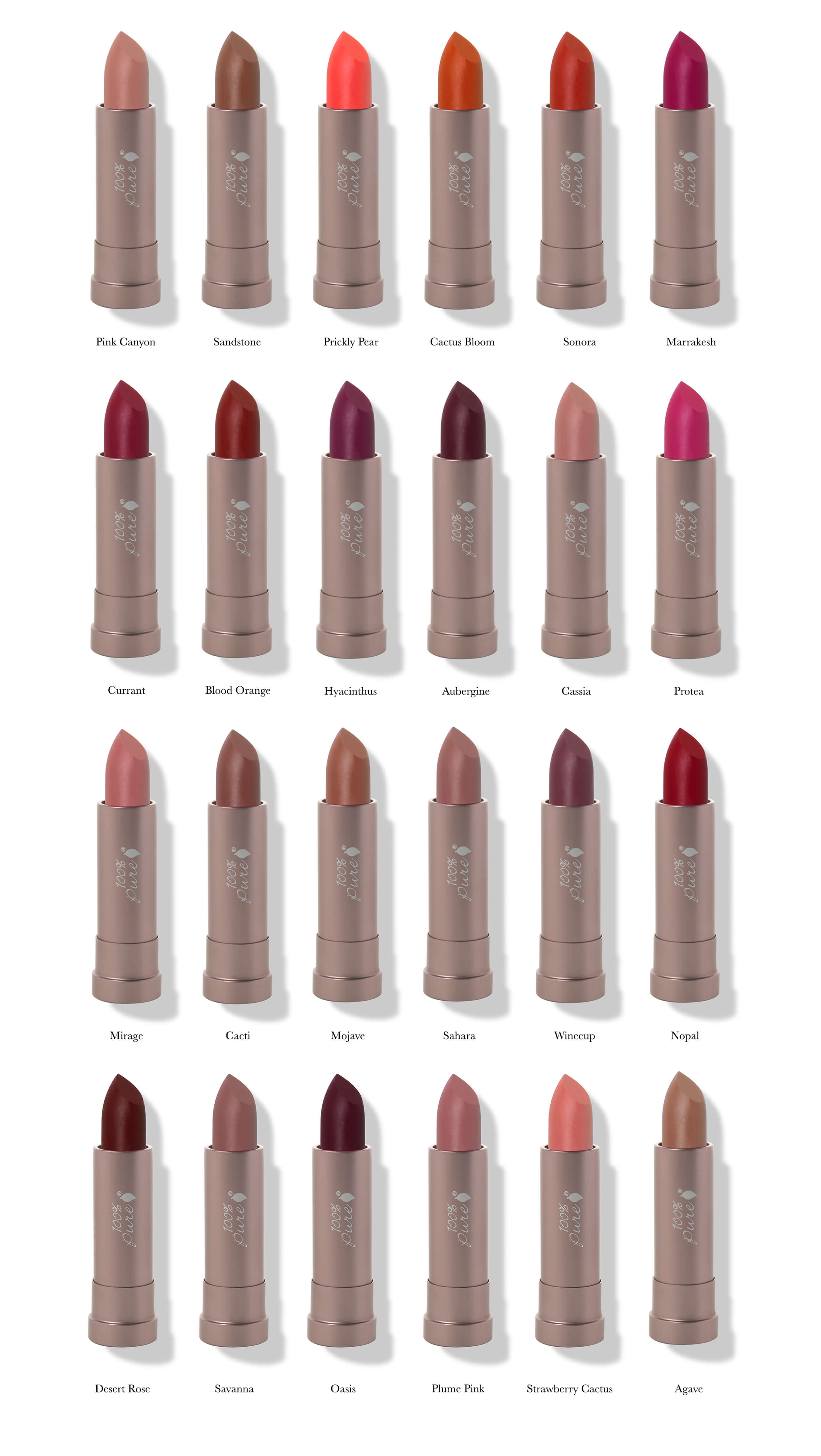 100% PURE Matte Lipstick Shades