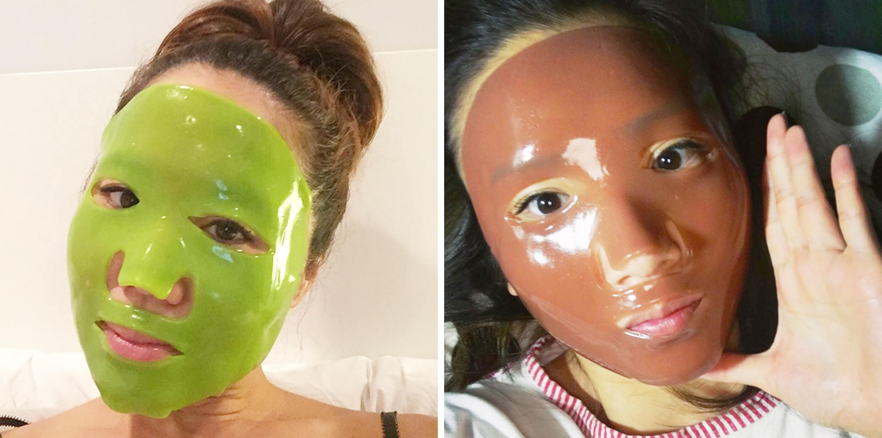 customers wearing 100% Pure hydrogel masks