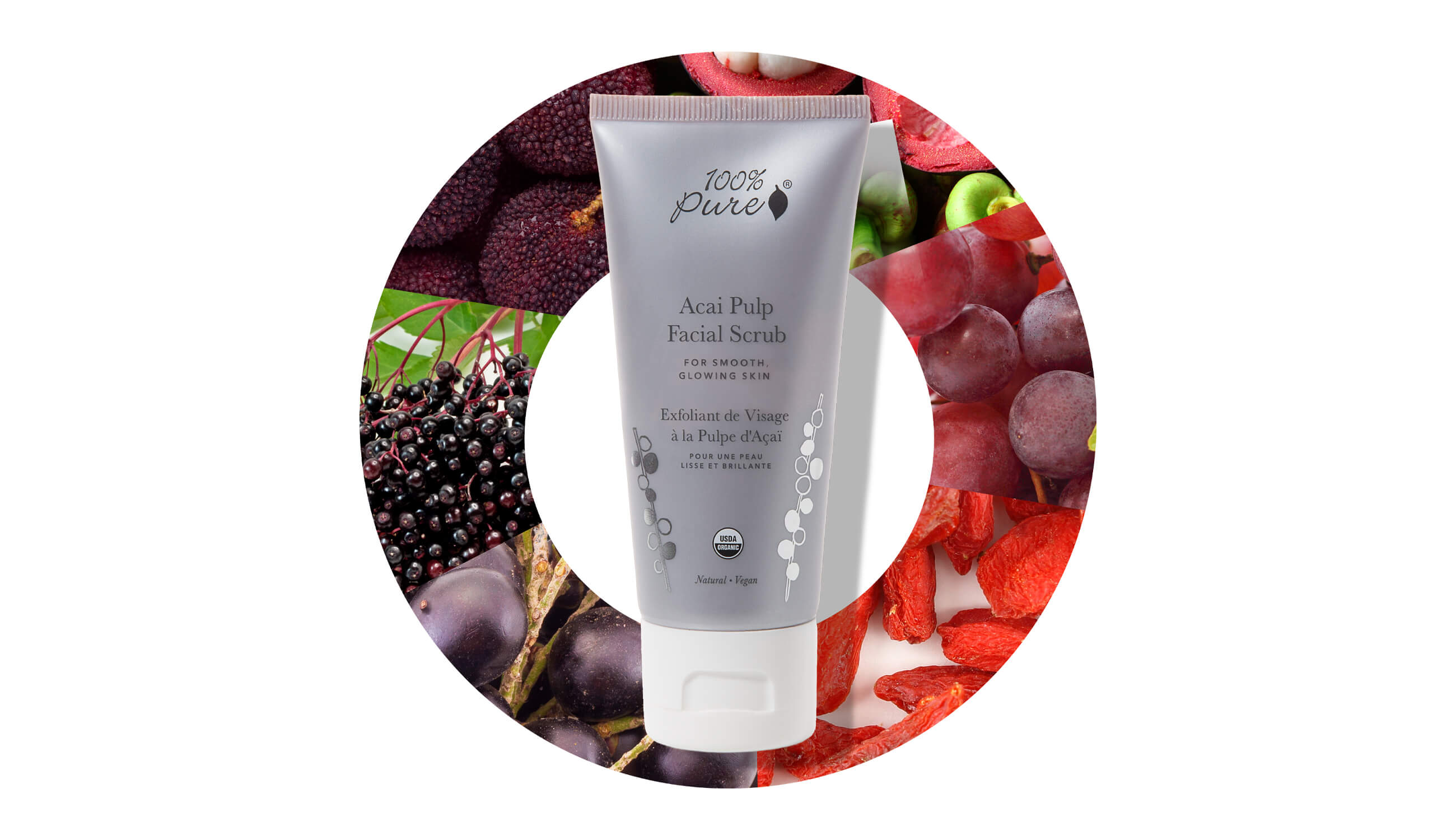 Acai Pulp Facial Scrub packed with superfruits for skin health