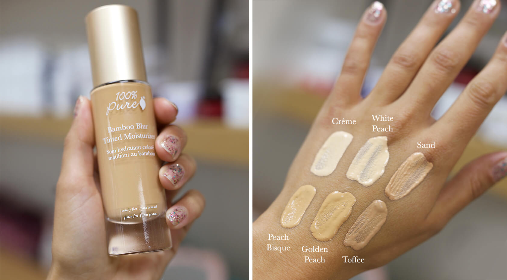 100% PURE Bamboo Blur Tinted Moisturizer hand swatch