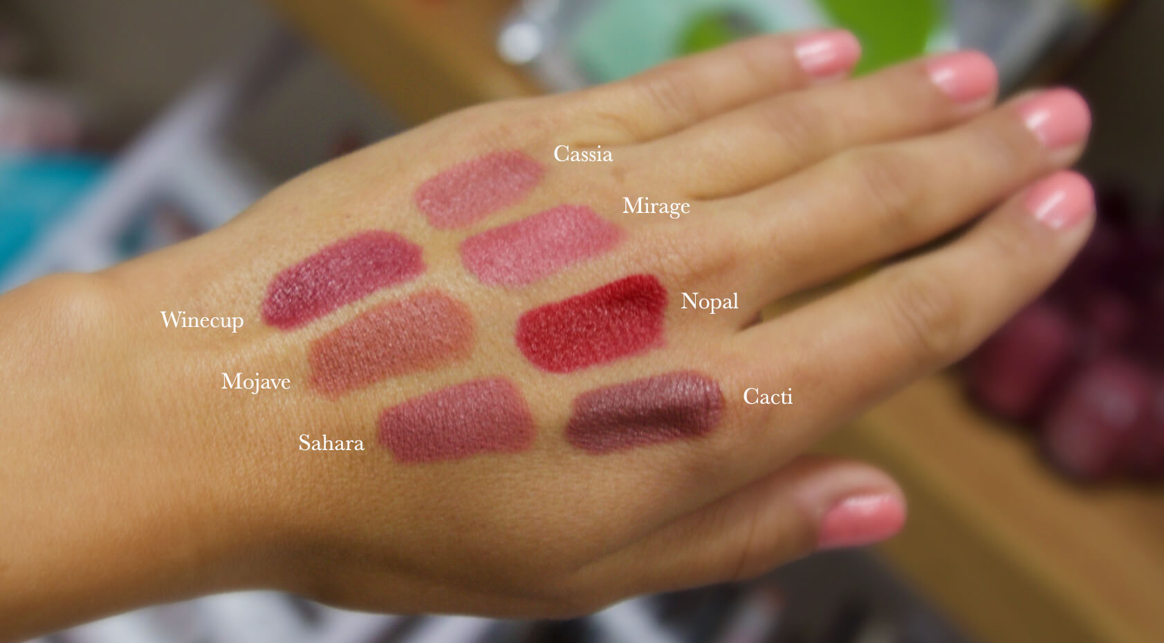 100% PURE Cocoa Butter Matte Lipsticks Swatch