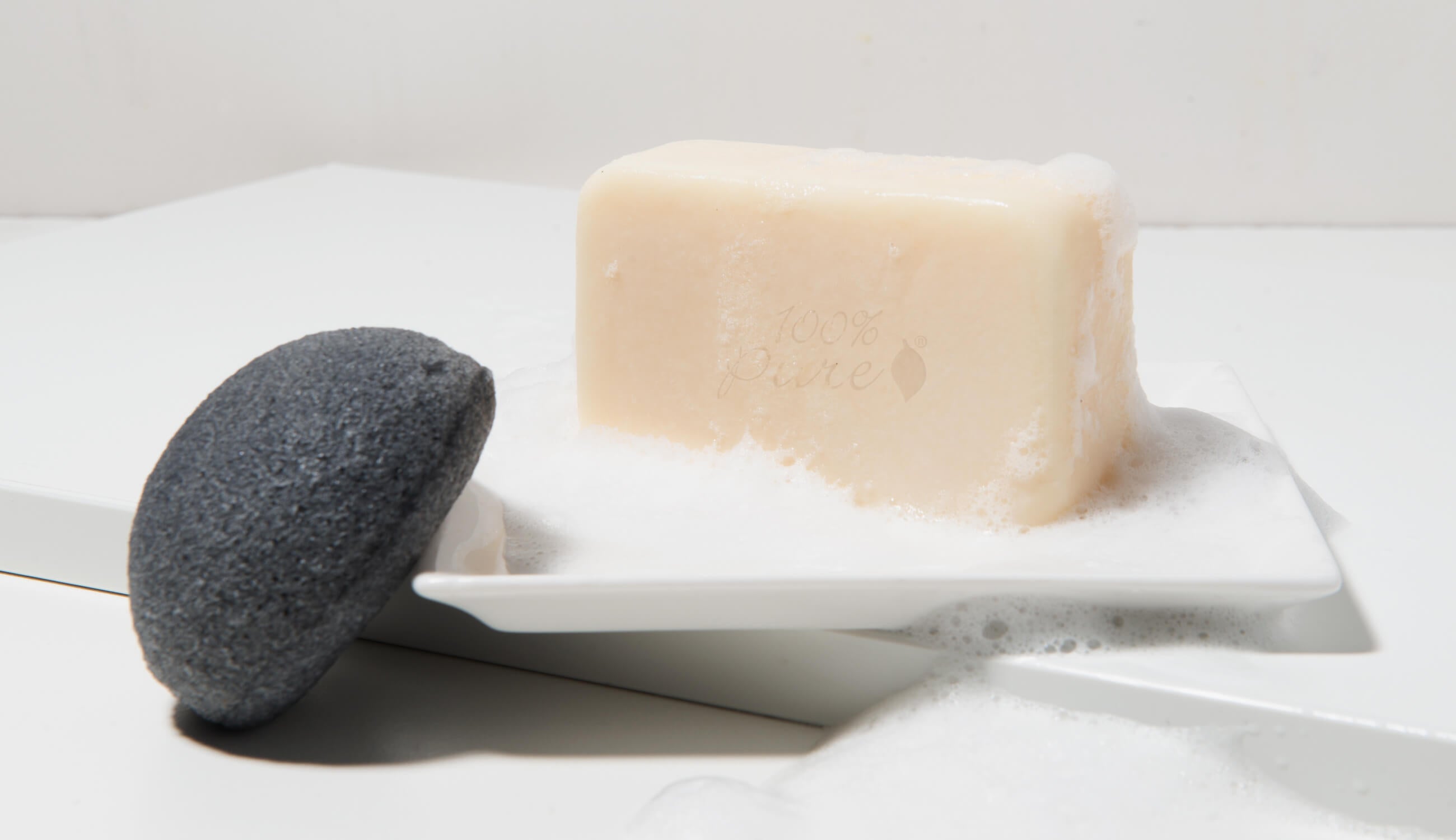 natural soap with konjac sponge