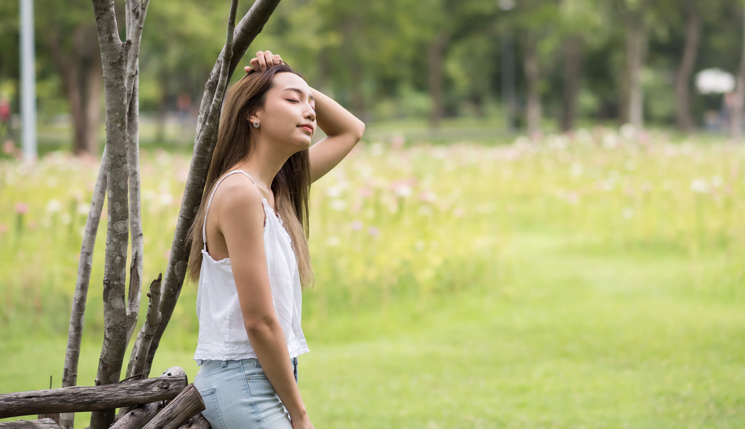 woman relaxing outdoors