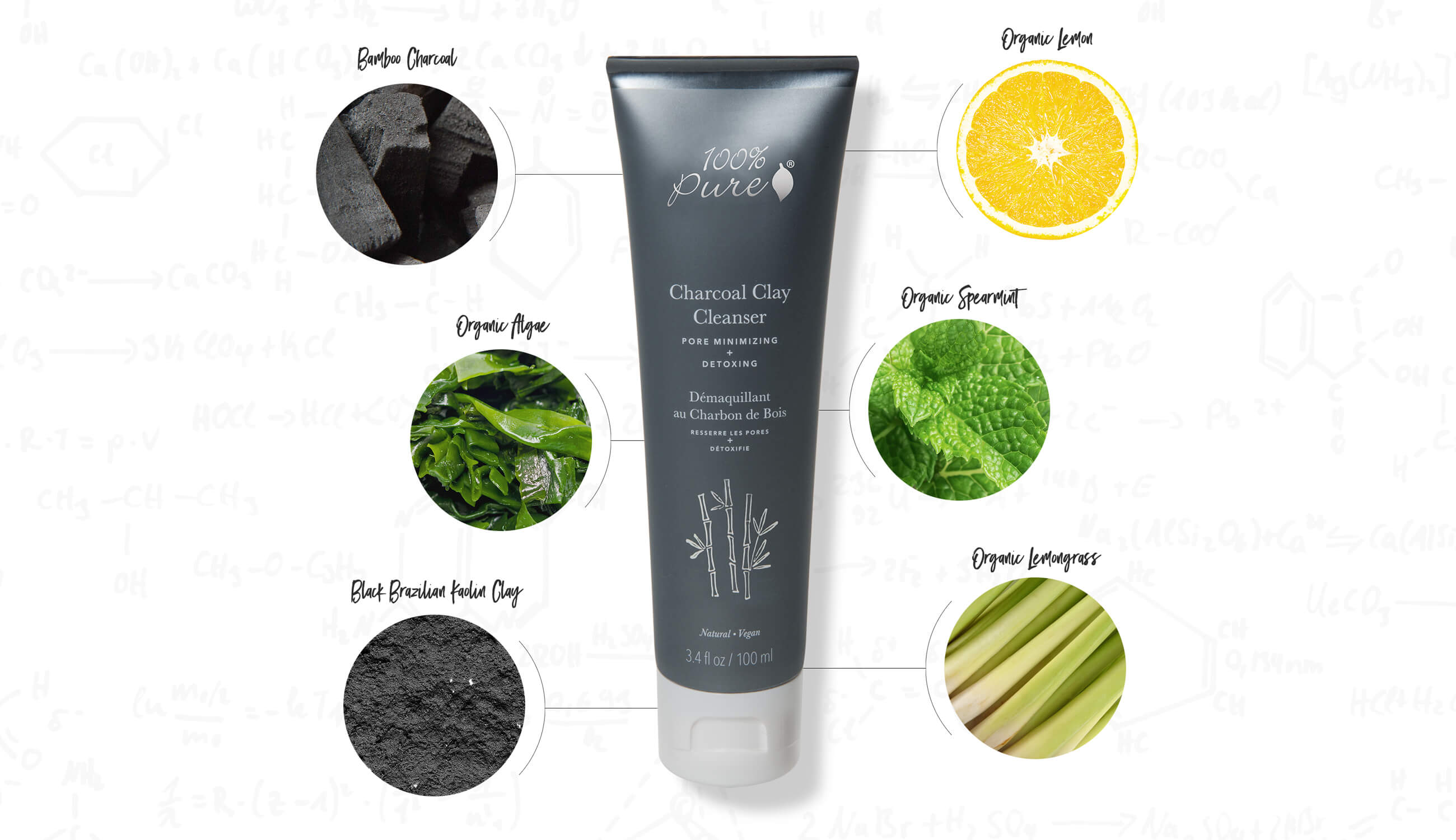100% PURE Charcoal Clay Cleanser ingredient chart